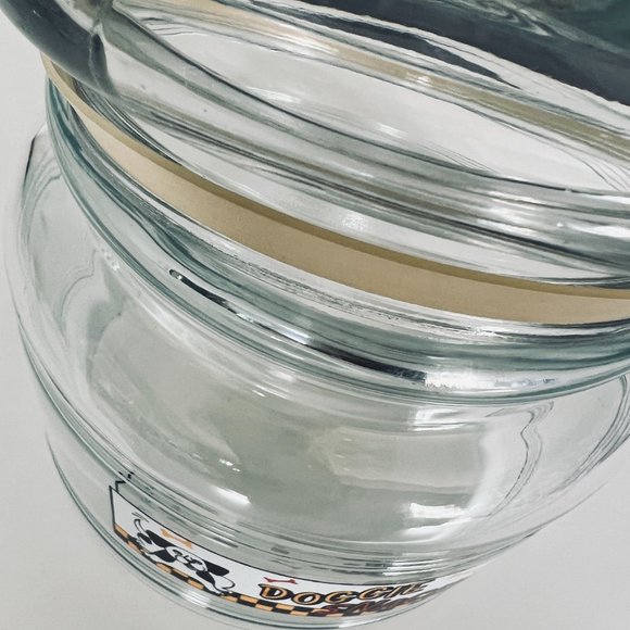 "HOST PICK" VINTAGE "Doggie Snacks" Clear Glass Lidded Jar EUC - Picture 5 of 6